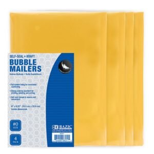 BAZIC Self Sealing Bubble Mailers, 6 x 9.25 Inch, 4 Per Pack
