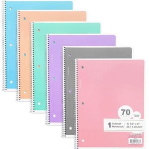24 Wholesale C/r 70 Ct. 1-Subject Pastel Spiral Notebook