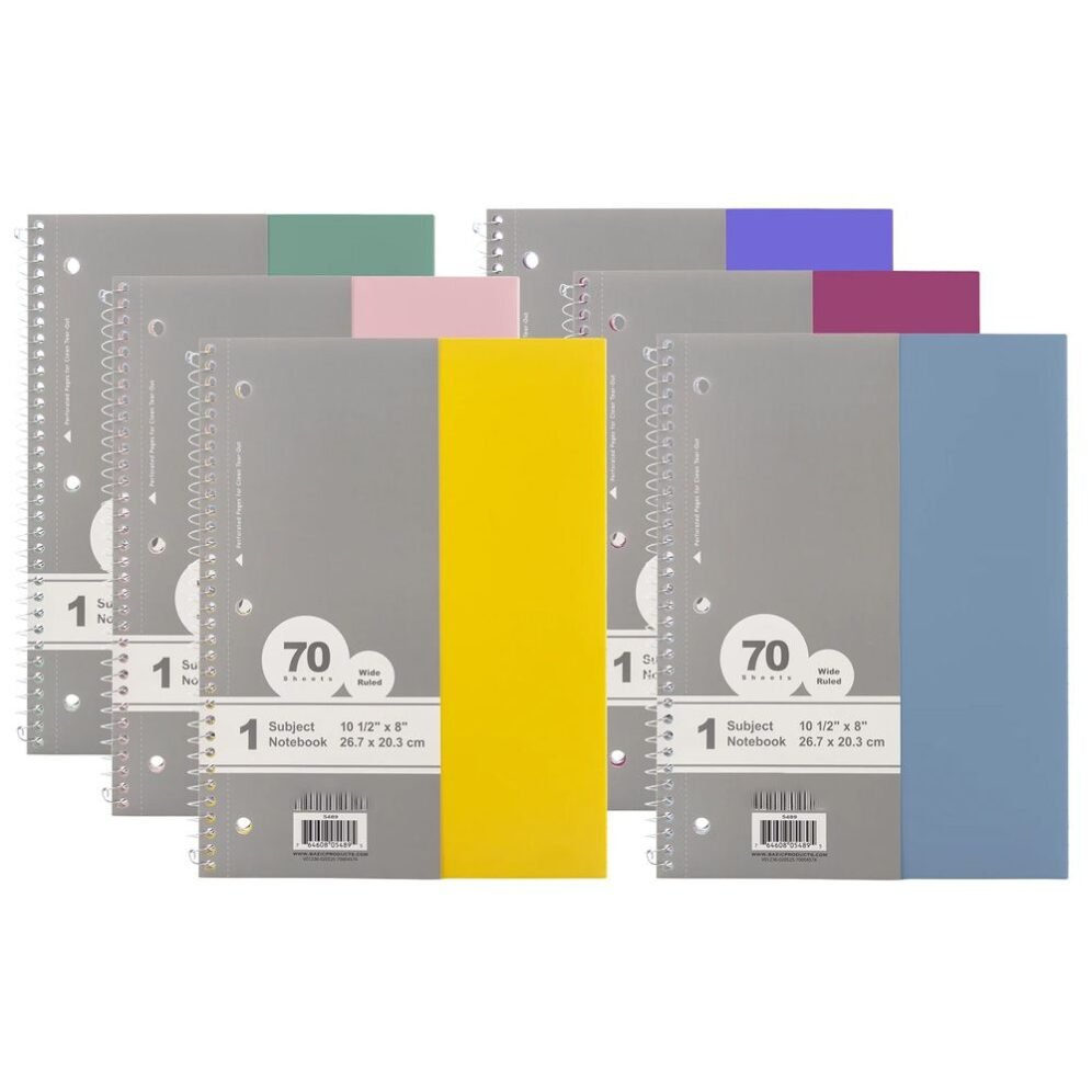 24 W/r 70 Ct. 1-Subject Morandi Poly Cover Spiral Notebook