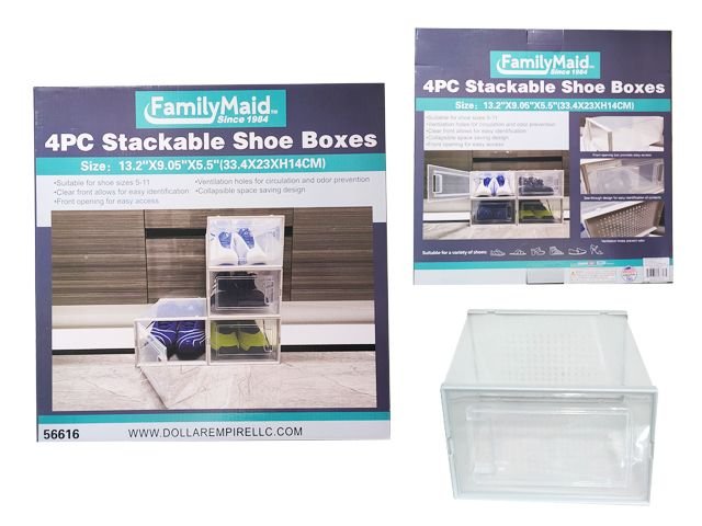 6 Wholesale 4-Piece Stackable Shoe Boxes
