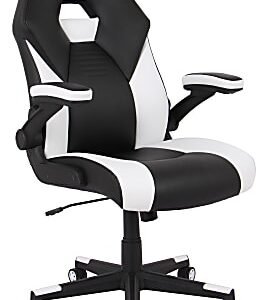 Realspace RS Gaming™ RGX Faux Leather High-Back Gaming Office Chair, Black/White, BIFMA Compliant